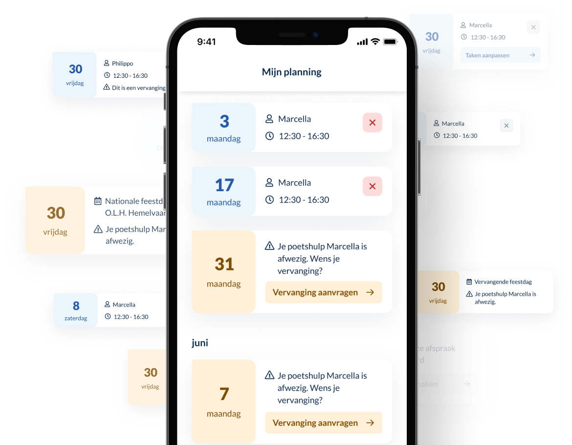 A calendar view of all your appointments in the app